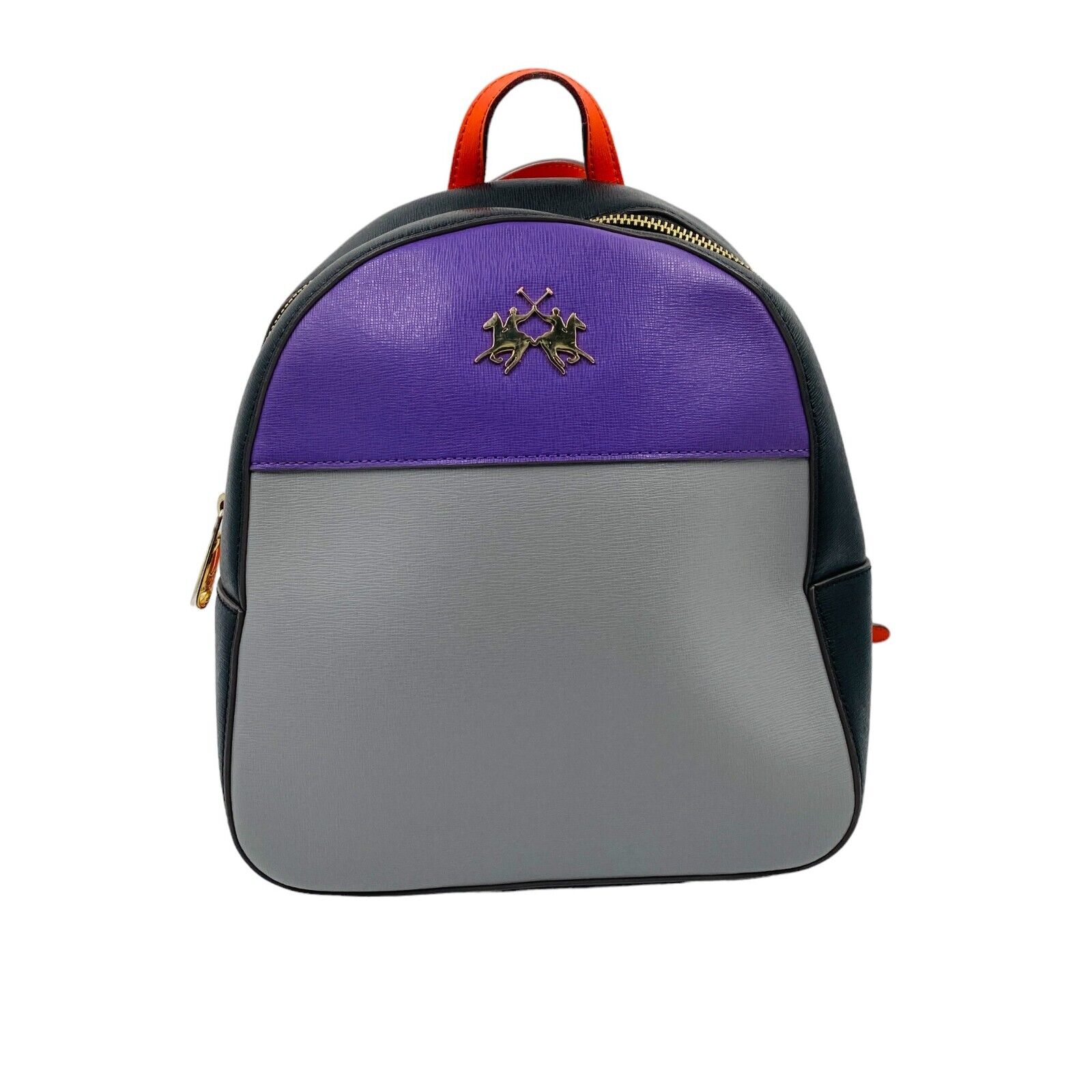 La Martina Grey 100% Leather Medium Size Ladies Backpack Rucksac Bag