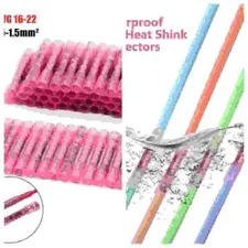 50-200Pcs Red Heat Shrink Butt Wire Connectors Crimp Terminals AWG 16-22 Gauge