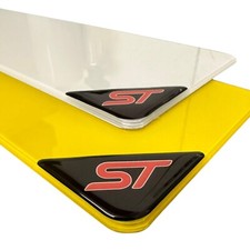 x2 3D Domed Gel Ford Fiesta Focus ST Red Number Plate Corner Badges Stickers