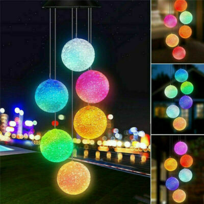 Solar Color Changing LED Wind Chimes Home Garden Yard Decor Hanging Lights Lamp