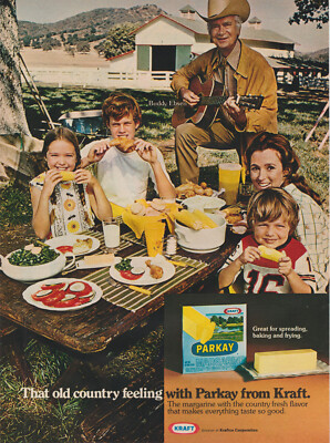 1973 Parkay Margarine - Buddy Ebsen Beverly Hillbillies Guitar - Print Ad Photo