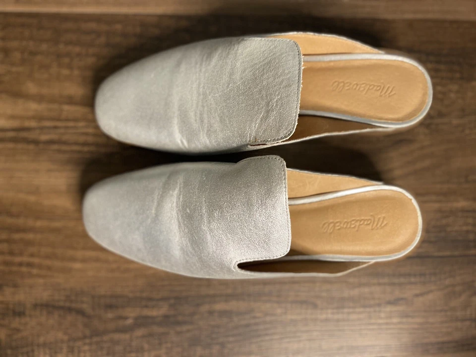Женские кожаные мокасины Madewell The Willa Mule металлик серебристые размер 9 1/2 J8379