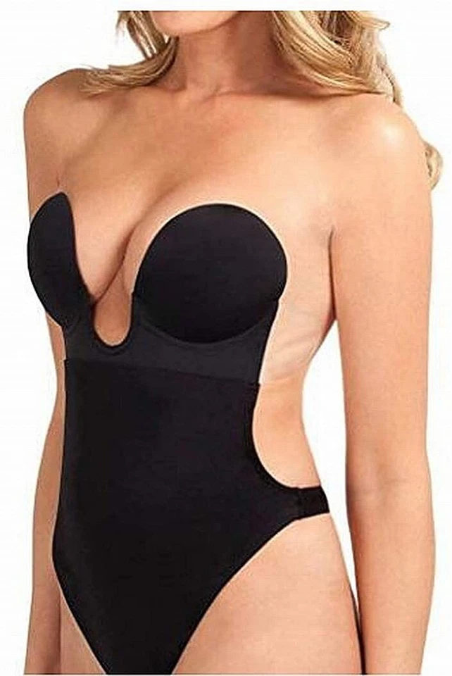 Fashion Forms 177600 Womens U Plunge Thong Bodysuit Shapewear Black Size Medium - Image 2 of 2