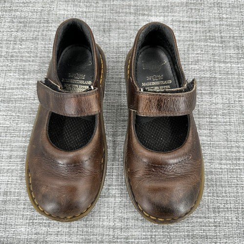 Vintage Dr. Martens Toddler Kids Mary Jane Shoes Size 10 Made in England Brown - Picture 2 of 15