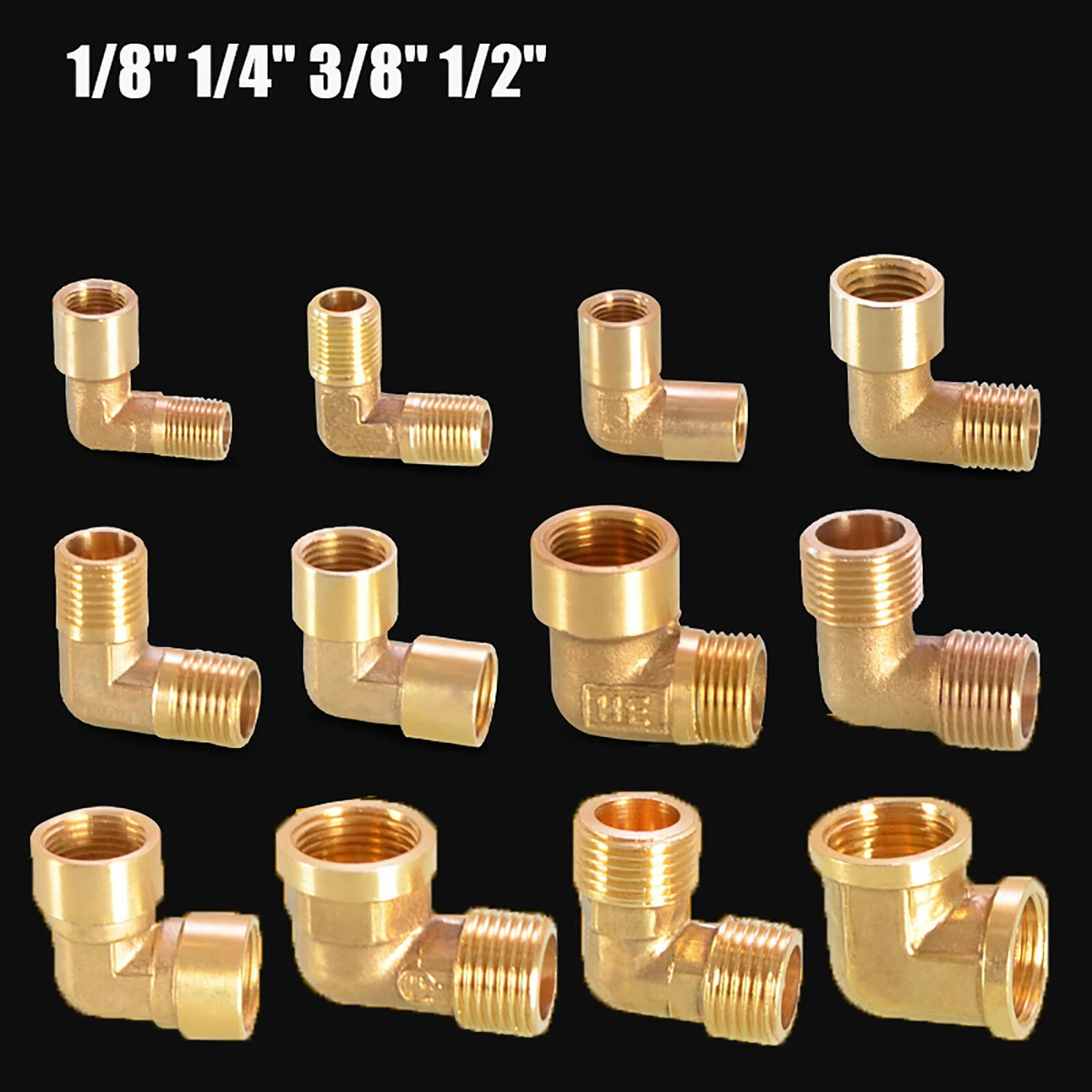 Brass Pipe Fitting Female Male Elbow Joint 90 Degree Threaded 1 8