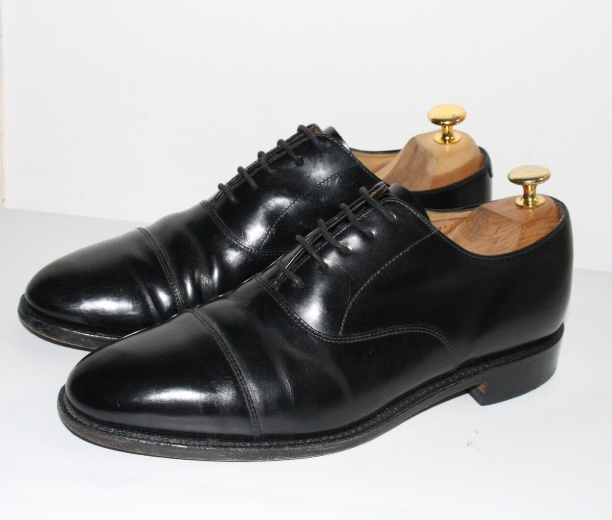 Jones Bootmaker Goodyear Welted Black Leather Oxford Shoes Size UK