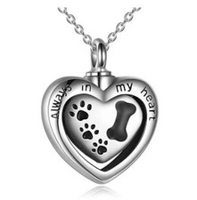 Dog Paw Bone Urn Necklace Cremation Jewelry Keepsake Memorial Pendant 21"