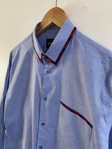 RAF SIMONS Shirt Mens Medium 40 Blue Mod Ska 60s Casuals Button Up - Picture 7 of 19