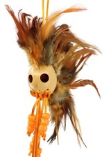 Ikaika Hawaiian Warrior / Koa Helmet Hanging Car Decor - 1" Kamani Nut, Orange