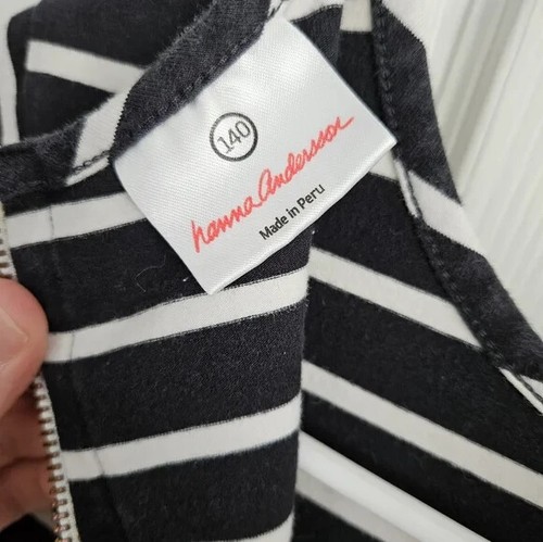 Hanna Andersson Girl's Elisabet Dress Black White Stripe Dress Size 10 US 140cm - Picture 4 of 4