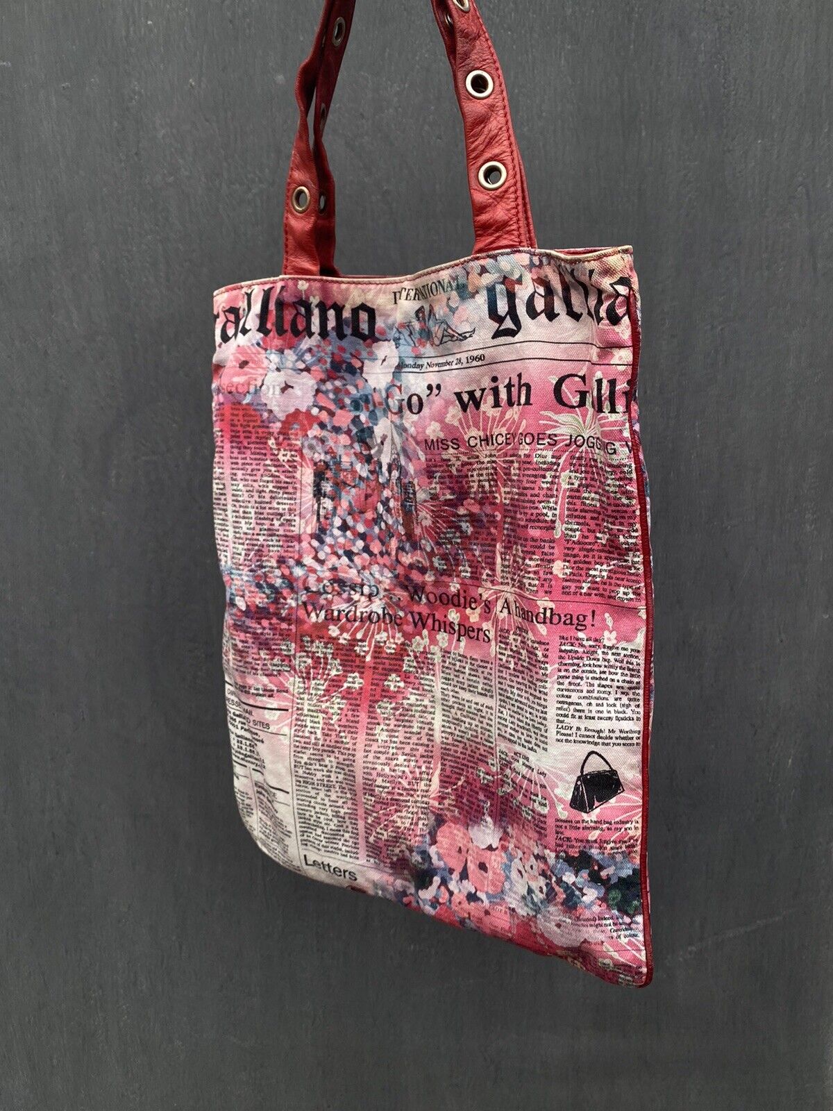 John Galliano Newsprint Oversized Bag – Showplace