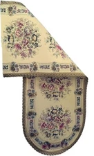 CLASSIC BELGIUM GOLDEN-THREAD TABLE RUNNER WITH FLORAL EMBROIDERY 14 x 72"