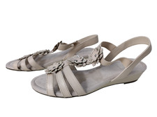 NEW WOMENS M&S INSOLIA UK 5 ALABASTER LEATHER FLOWER SLINGBACK SANDALS RRP £45
