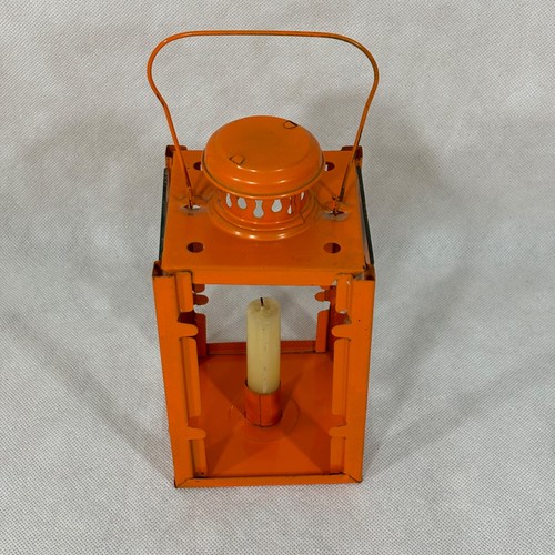 Vintage Metal & Glass Orange Lantern Candle Holder - Picture 19 of 24