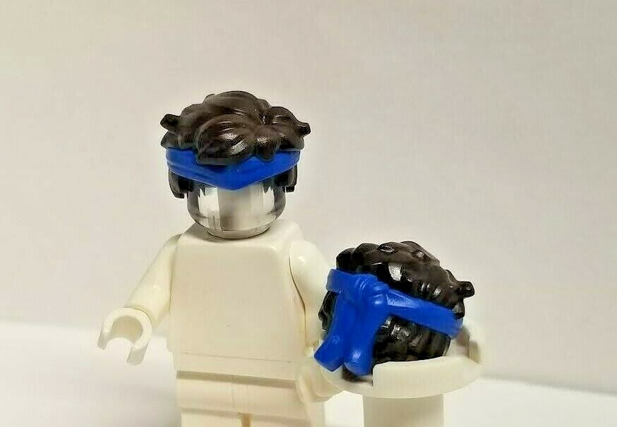 LEGO Minifigure Hair Ninja Brown Blue Headband JAY Ninjago Messy