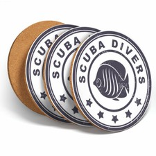 4 Set - Scuba Diver Dive Diving Fis Coasters - Kitchen Drinks Cool Gift #4191