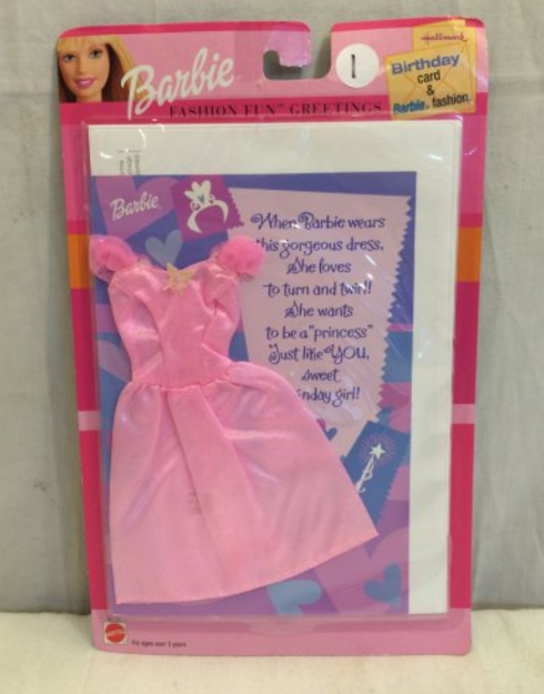 Barbie Fashion Fun Birthday Greeting Card 2002 68799 Pink Dress - Main Image