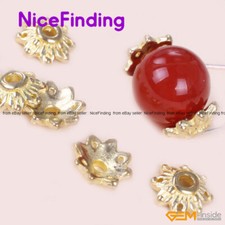 20 Pcs Gold Plated Tibetan Silver Flower Spacer Cap Beads Jewelry Making Finding