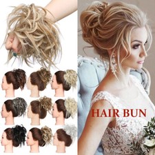 LARGE THICK Messy Bun Hair Piece Scrunchie Updo Hair Extensions as Human Blonde