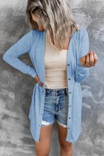 Womens Boyfriend Cardigan Ladies Long Sleeve Top Open Front Button Coat Outwear