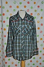 STETSON Men s 15 1/2 - 34 M plaid WESTERN LS VTG SHIRT ROCKABILLY USA made 