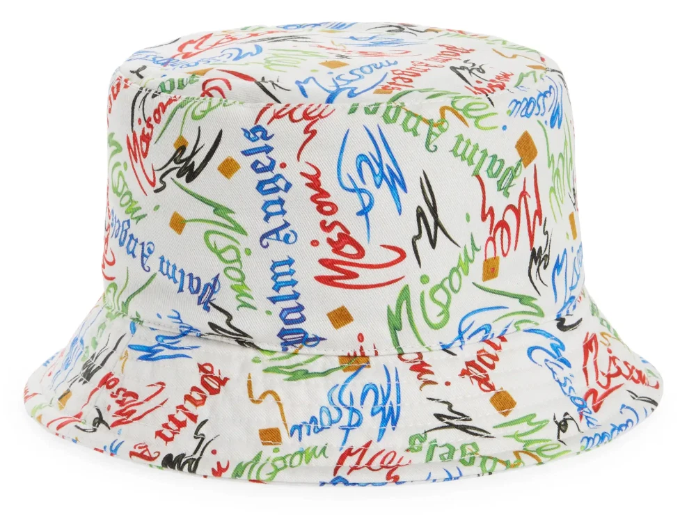 NWT $375 PALM ANGELS x MISSONI Men's Logo Scribble Bucket Hat