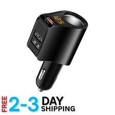 12V/24V Cigarette Lighter Socket Splitter with QC3.0 Fast Charge - Modern Design