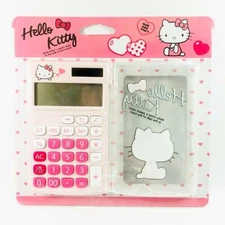 Cute Hello Kitty Calculator KT-100 Pink School Office 12 Digits Cover Travel New