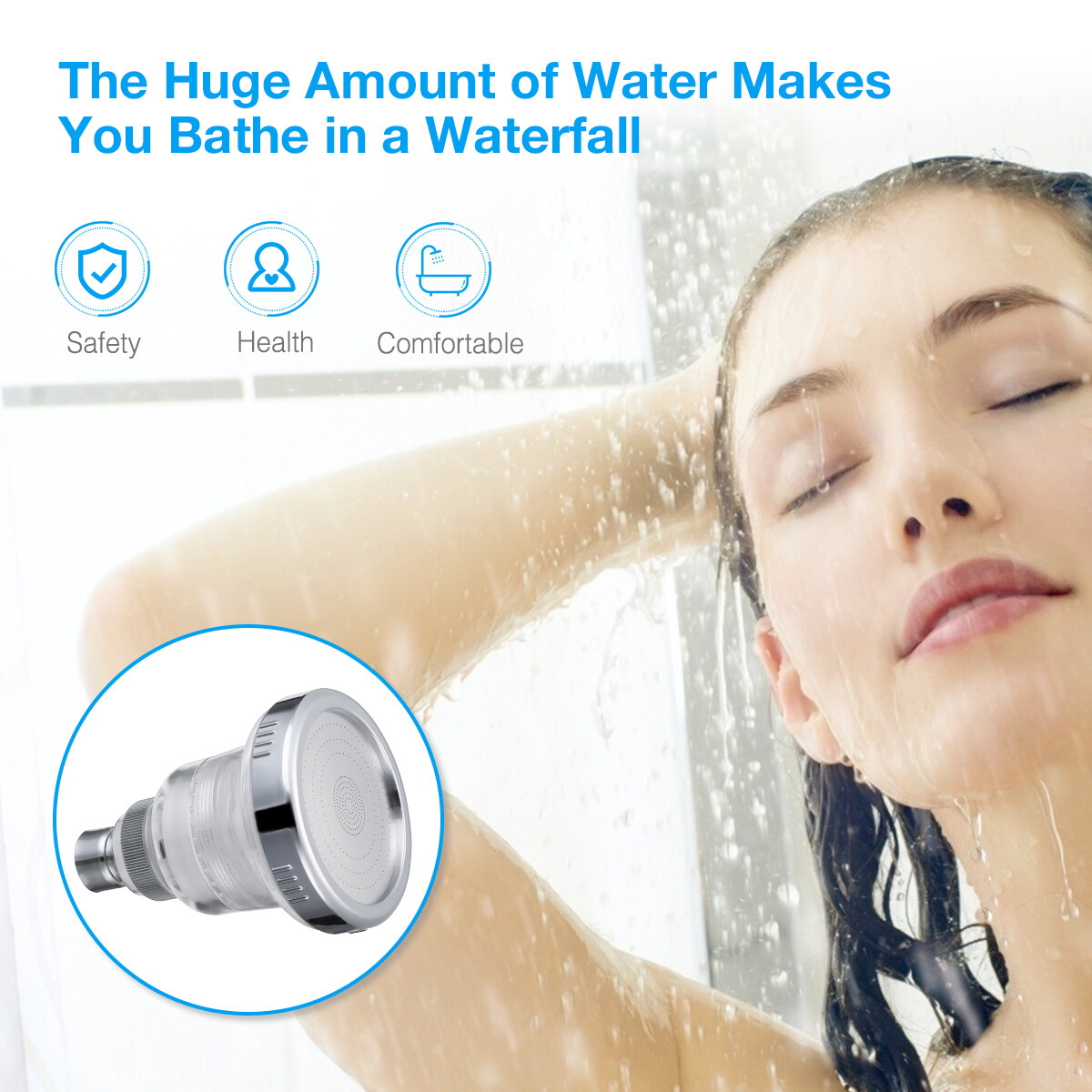 Shower Head Softener Filter Spray High Pressure Adjustable Showerhead