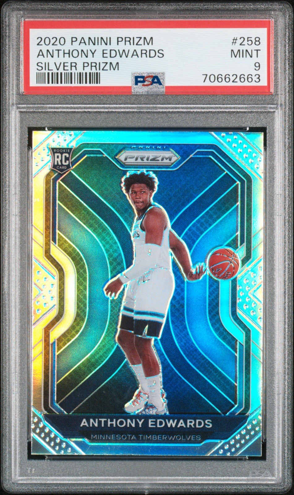 2020 Panini Prizm Anthony Edwards #258 Silver PSA 9 Rookie