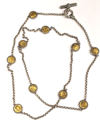 Konstantino Kerma Silver & Bronze 10-Station Coin Necklace, 36 in Retail: $1,620
