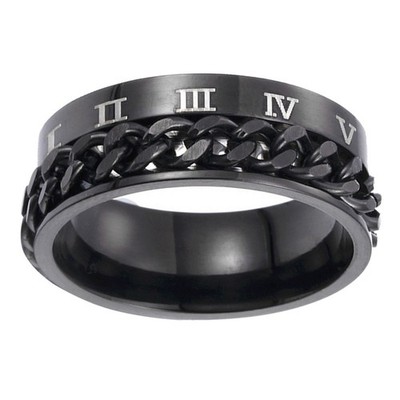 1pc Unisex Fashion Titanium Stahlring Rotatable Römische Ziffern