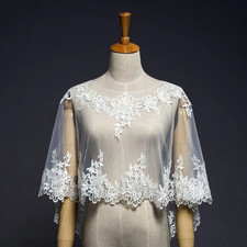 Vintage Wedding Shawl Bridal White Ivory Lace Sleeveless Wraps Cloak Jackets