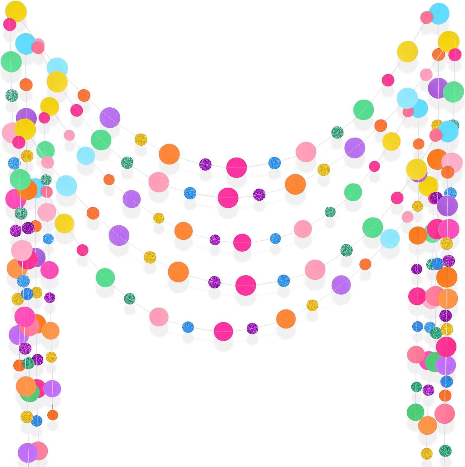5-Piece Colorful Dot Glitter Garland Hanging Confetti Decor