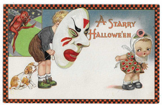 Winsch Halloween Postcard Boy with large mask