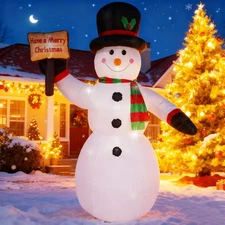8FT Christmas Inflatables Giant Snowman 2025 NEW LED Outdoor Decoration