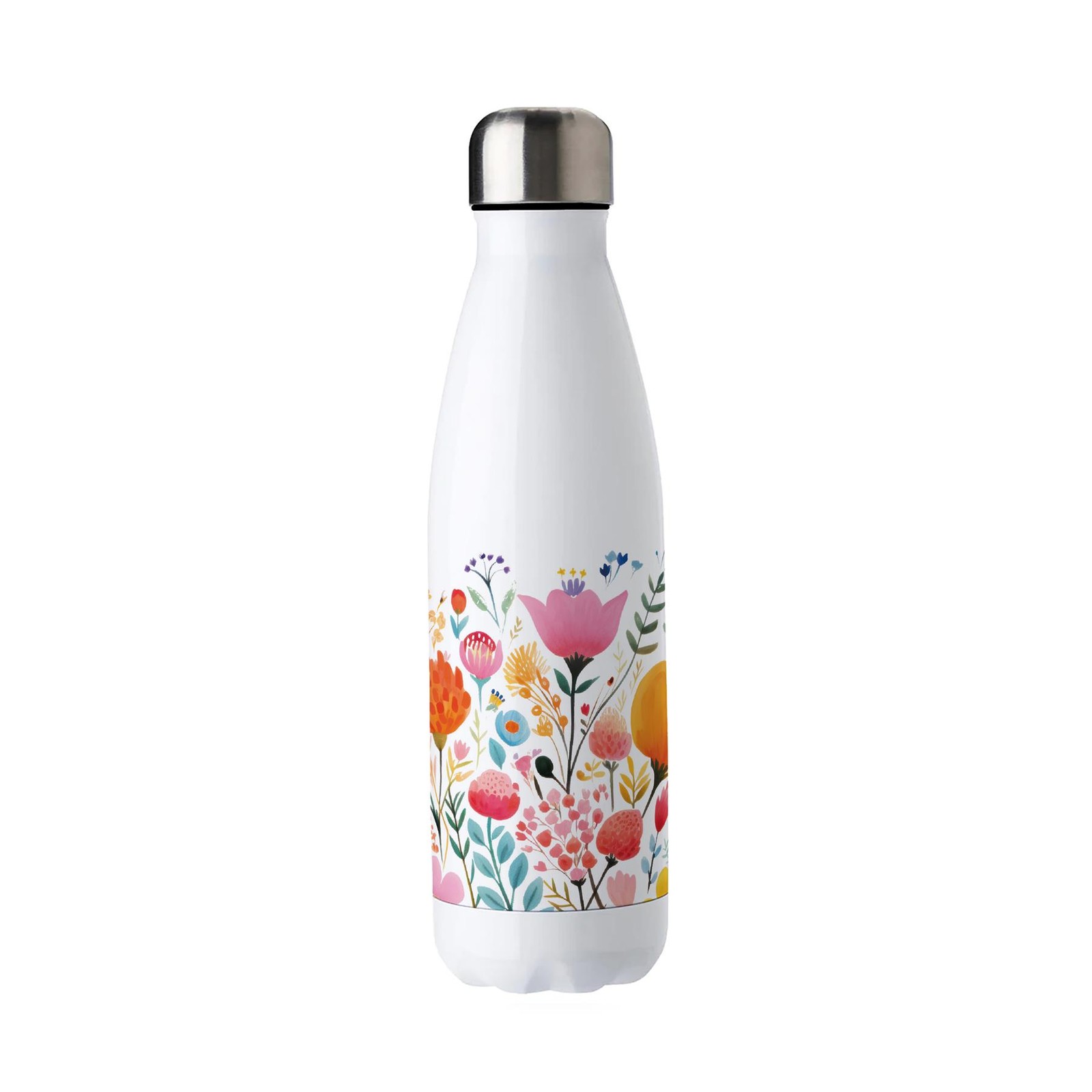 Bright Floral Stainless Steel Water Bottle - Reusable Hot/Cold Drinks Gift