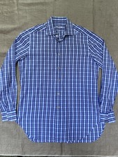 Kiton Hand-Tailored Dress Shirt Blue / White, Made in Napoli Italy
