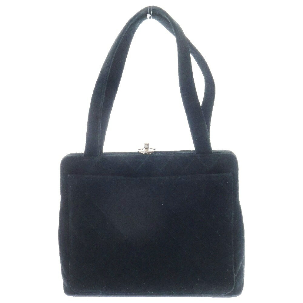 Chanel Matelasse Coco Mark Velour Lining Black Tote Bag Pre-Owned