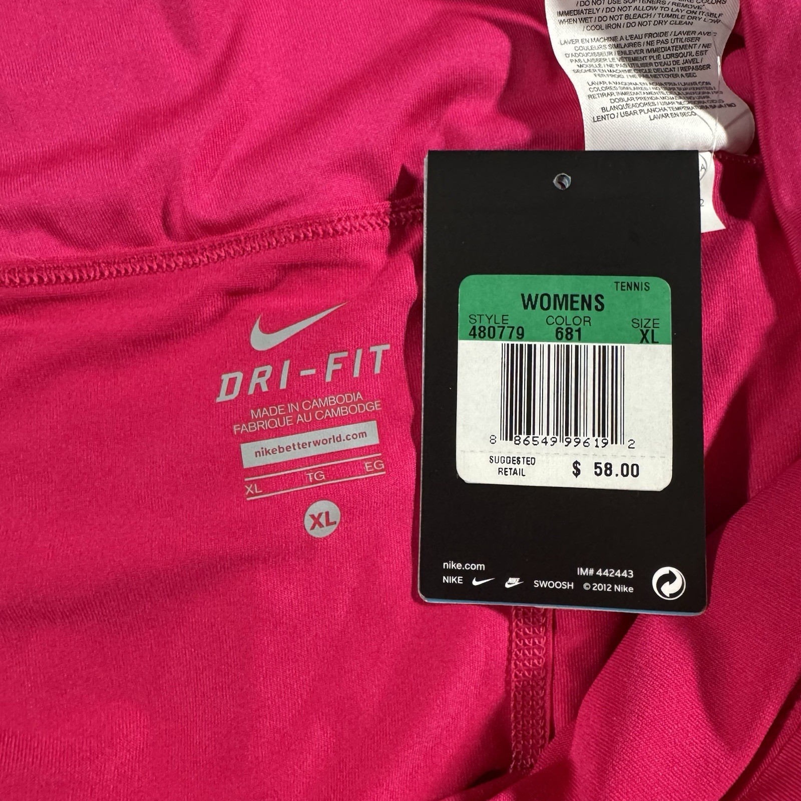 Nike Dry Fit Club Skirt Women XL  Pink Tennis Golf Pickleball NWT