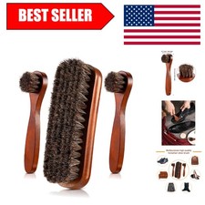 Horsehair Cleaning Brushes - 3 Count Shoe Polish Applicators for Leather