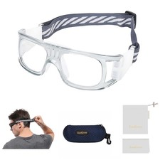 Sports Goggles Glasses Men Racquetball Medium, Grey Frame White Pad