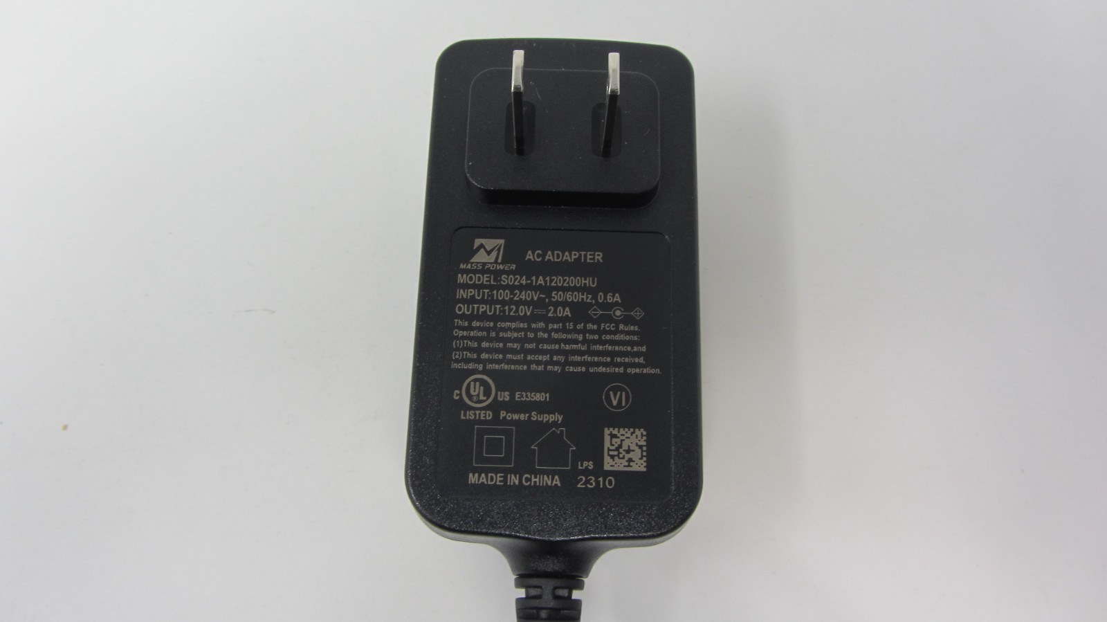 Genuine Mass Power AC Adapter 12V 2A S024-1A120200HU with DC1-4 Splitter