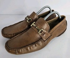 Steve Madden Mens 10 Shoe Virage Loafer Shoes Brown Leather Moc Toe Slip On