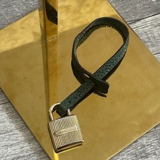 Michael Kors Gold Tone Padlock Dark Green Leather Strap Bag Charm Replacement