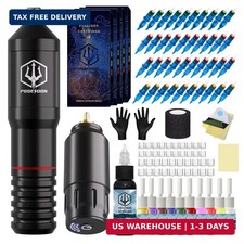 Tattoo Pen Kit - POSEIDON Wireless Tattoo Machine Kit, Tattoo Gun Kit with Tatto