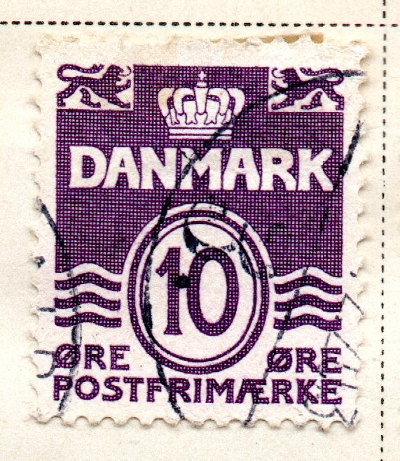 denmark 1933, wavy lines, 10 ore, violet