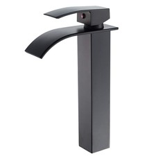 Vessel Sink Faucet Matte Black Modern Tall Waterfall Bathroom Sink Faucet Sin...