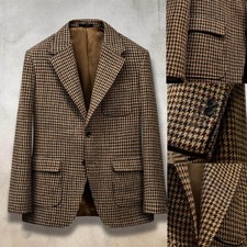 Plaid Check Mens Blazers Jackets Slim Fit Notch Lapel Outwear Work Casual Custom