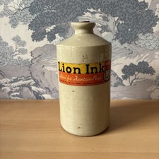 Antique Lion Ink Stoneware Ink Bottle - FULL Red Ink - Ideal for Fountain Pens